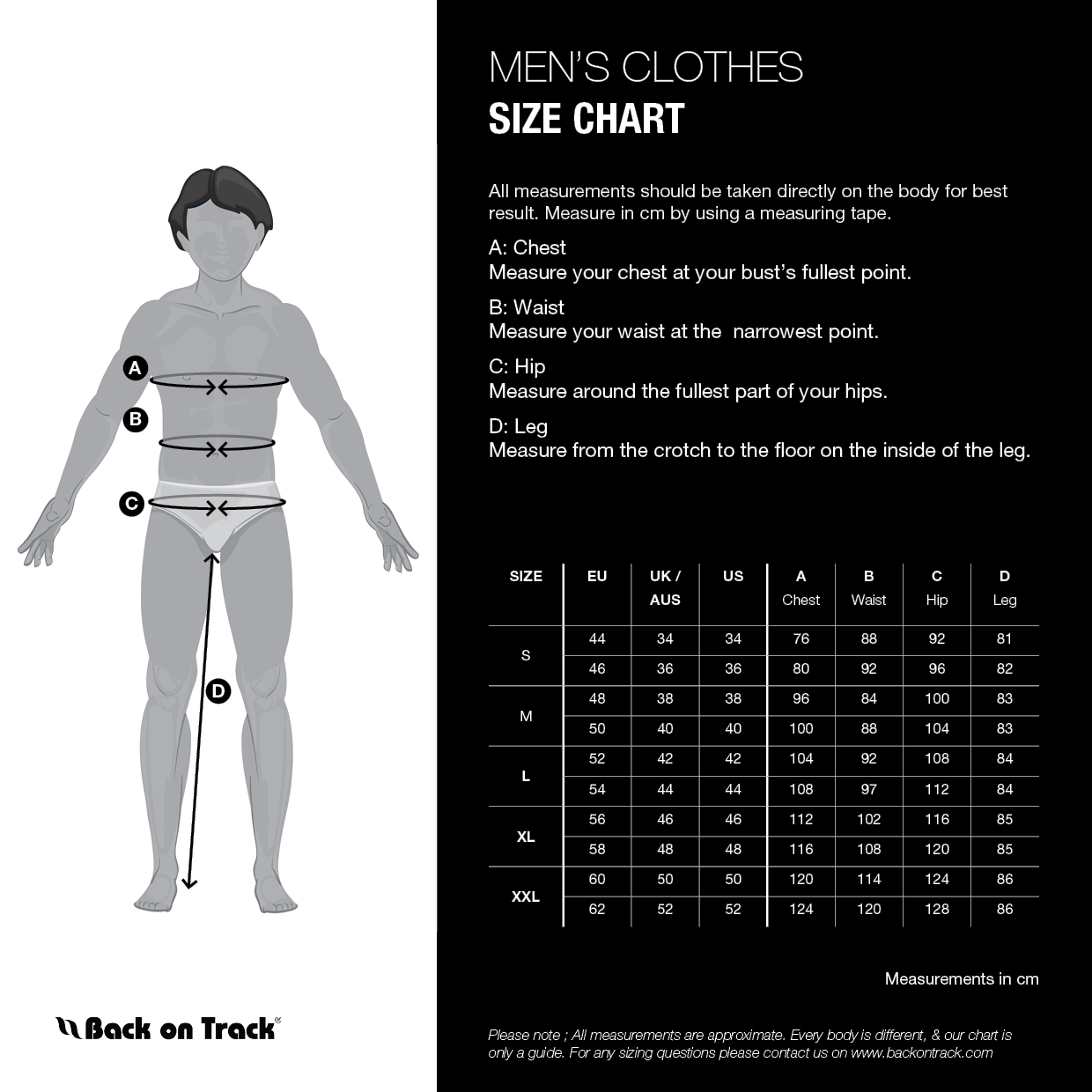 ENG SIZE CHART CLOTHES GENERAL M